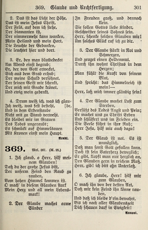 Gesangbuch für deutsche Gemeinden: enthaltend Psalmen und geistliche Lieder für öffentlichen und häuslichen Gottesdienst page 301