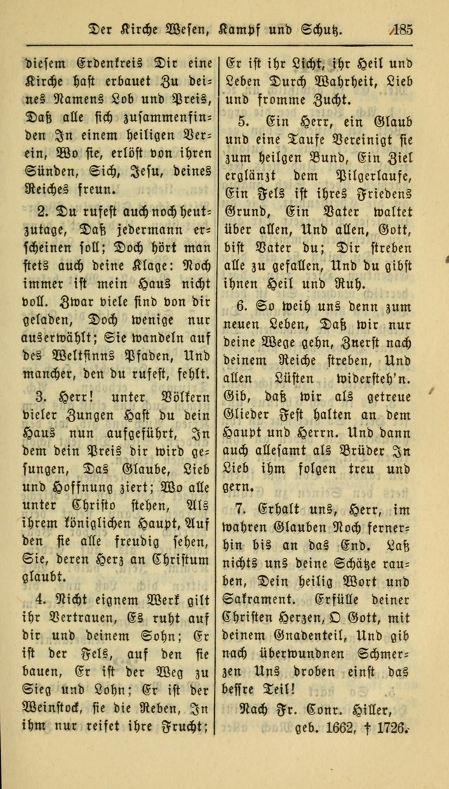 Gesangbuch der Evangelischen Kirche: herausgegeben von der Deutschen Evangelischen Synode von Nord-Amerika page 185