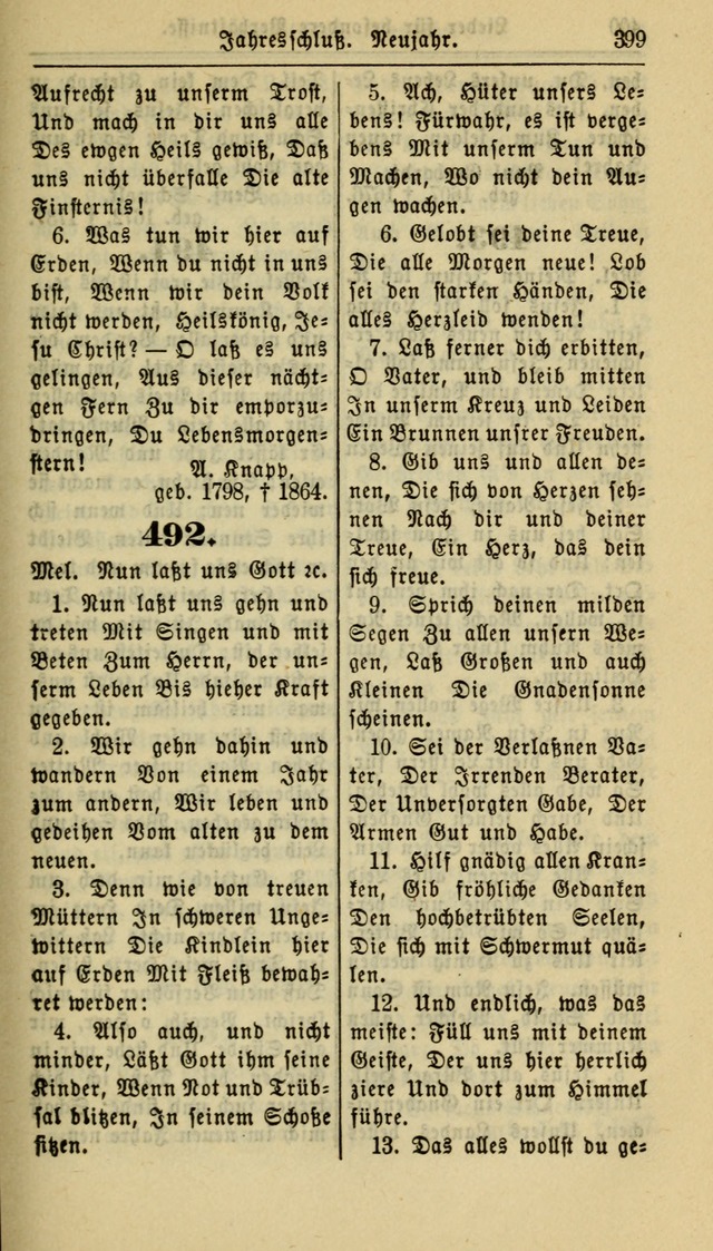 Gesangbuch der Evangelischen Kirche: herausgegeben von der Deutschen Evangelischen Synode von Nord-Amerika page 399