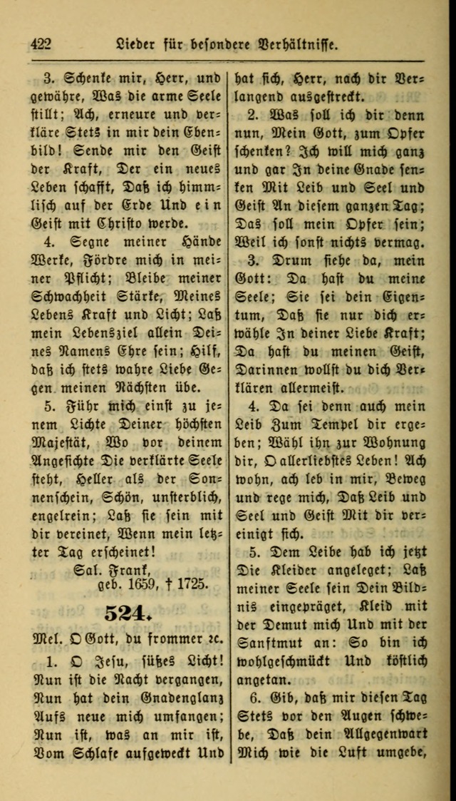 Gesangbuch der Evangelischen Kirche: herausgegeben von der Deutschen Evangelischen Synode von Nord-Amerika page 422