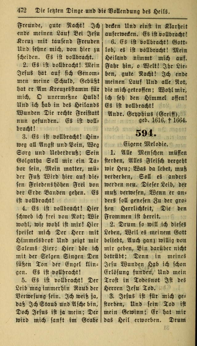 Gesangbuch der Evangelischen Kirche: herausgegeben von der Deutschen Evangelischen Synode von Nord-Amerika page 472