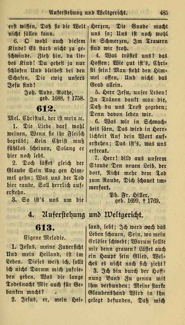 Gesangbuch der Evangelischen Kirche: herausgegeben von der Deutschen Evangelischen Synode von Nord-Amerika page 485