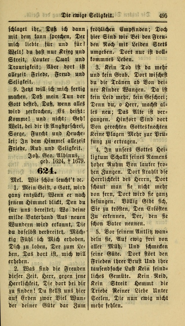 Gesangbuch der Evangelischen Kirche: herausgegeben von der Deutschen Evangelischen Synode von Nord-Amerika page 495