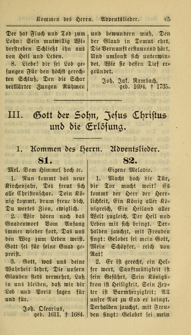 Gesangbuch der Evangelischen Kirche: herausgegeben von der Deutschen Evangelischen Synode von Nord-Amerika page 65