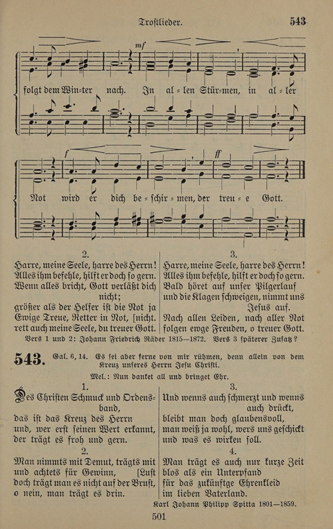 Gesangbuch: zum gottesdienstlichen und häuslichen Gebrauch in Evangelischen Mennoniten-Gemeinden (3rd ed.) page 501