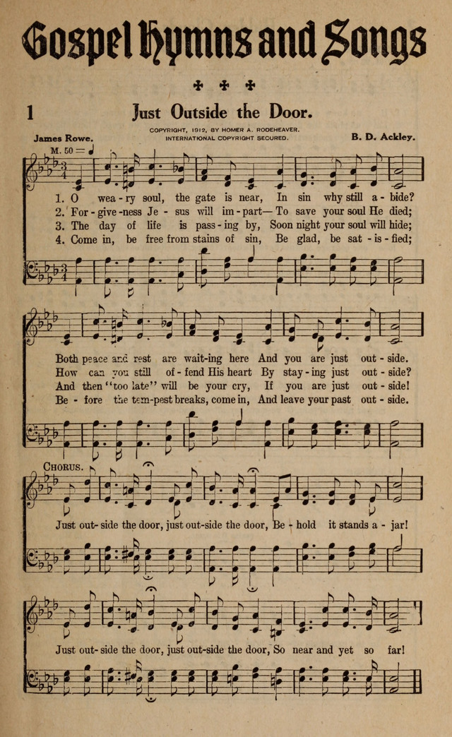 Gospel Hymns and Songs: for the Church, Sunday School and Evangelistic Services page 1