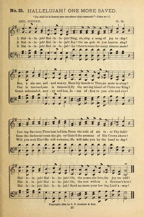 Gospel Melodies: a collection of sacred songs for use in Gospel Meetings, Social Gatheriing, &c., &c. page 23