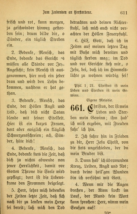 Gesangbuch in Mennoniten-Gemeinden in Kirche und Haus (4th ed.) page 611
