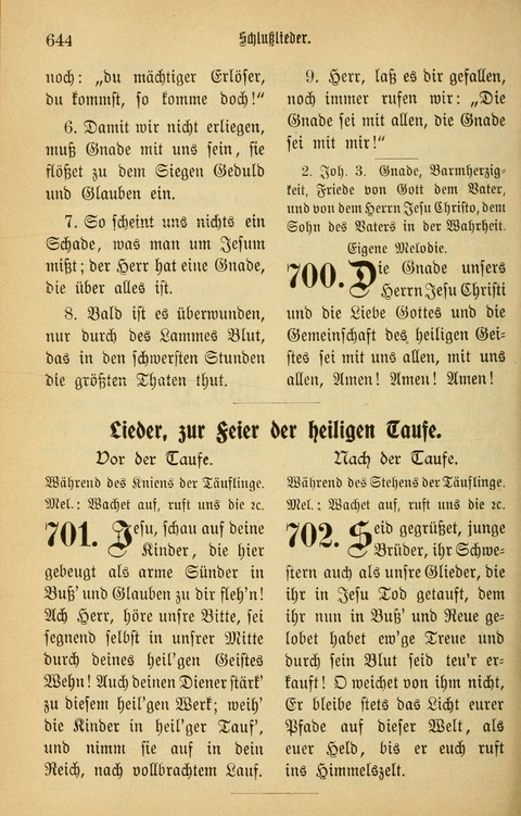 Gesangbuch in Mennoniten-Gemeinden in Kirche und Haus (4th ed.) page 644