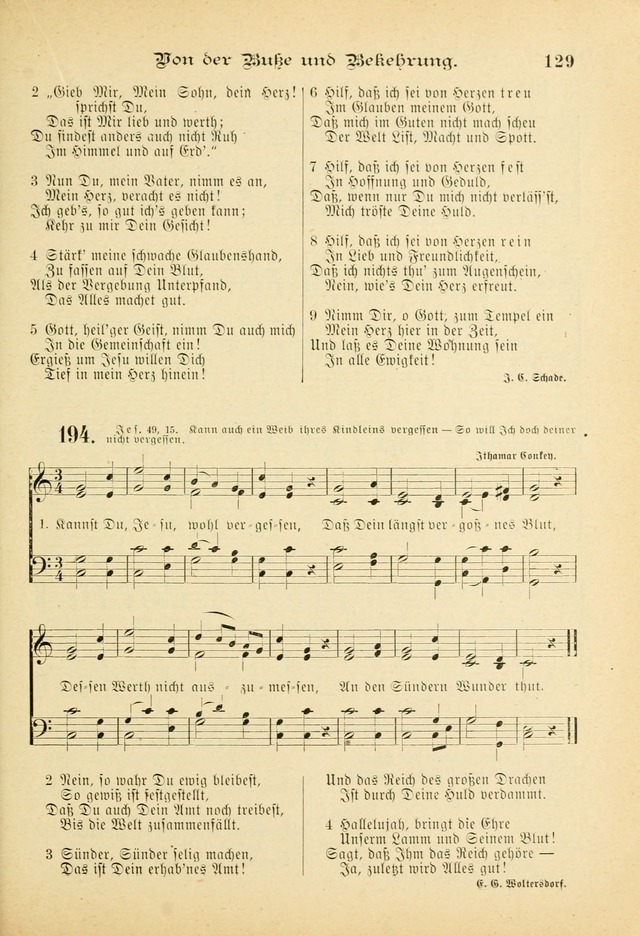 Gesangbuch mit Noten: herausgegeben von der Allgemeinen Conferenz der Mennoniten von Nord-Amerika (3rd. Aufl.) page 129