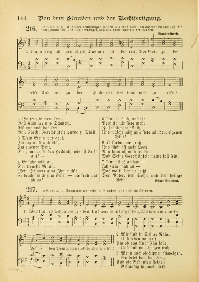 Gesangbuch mit Noten: herausgegeben von der Allgemeinen Conferenz der Mennoniten von Nord-Amerika (3rd. Aufl.) page 144