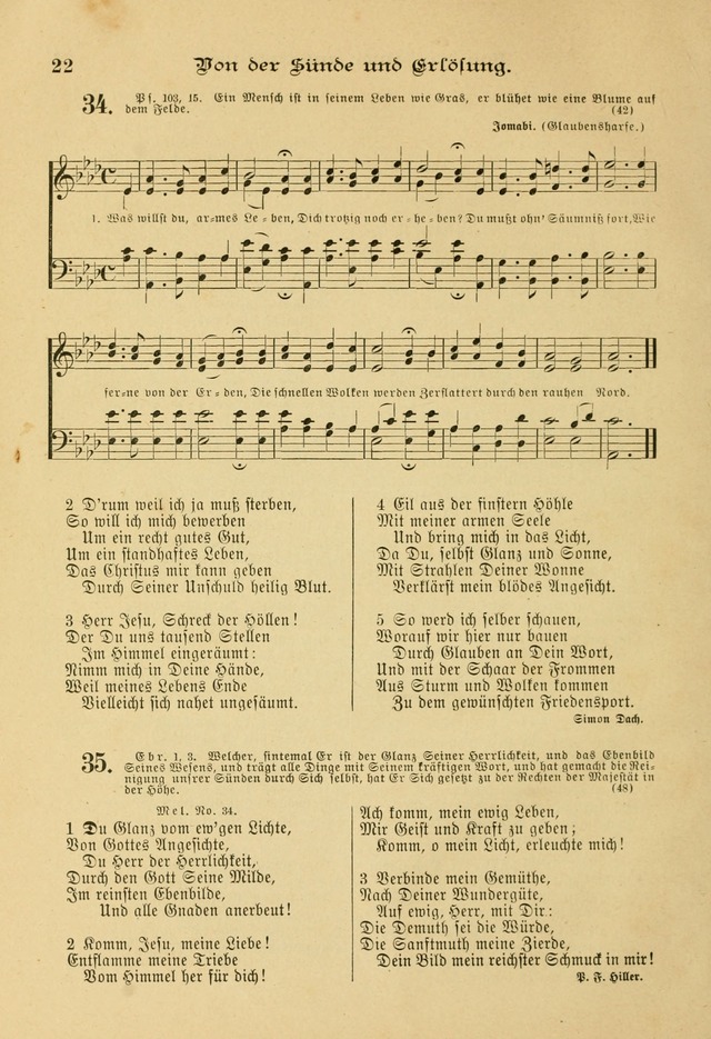 Gesangbuch mit Noten: herausgegeben von der Allgemeinen Conferenz der Mennoniten von Nord-Amerika page 22
