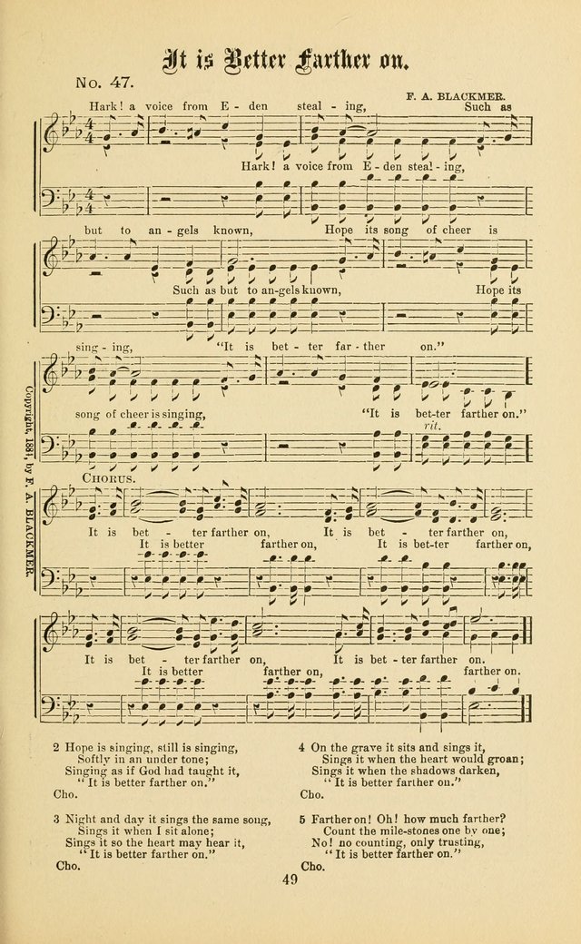 Gospel in Song: a new collection of "hymns and spiritual songs," for use in Sunday schools, praise meetings, prayer meetings, revival meetings, camp meetings and in other places ... page 49