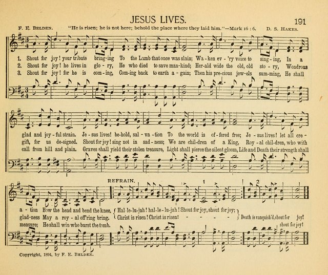 The Gospel Song Sheaf: for Sunday schools and young peoples meetings, comprising primary songs, intermediate songs, gospel and special songs, and old hymns and tunes page 191