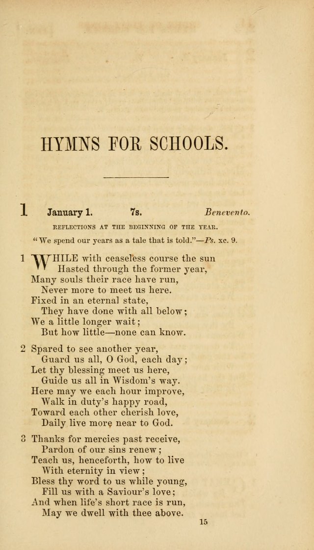 Hymns for Schools: with appropriate selections from scripture and tunes suited to the metres of the hymns (3rd ed.) page 15
