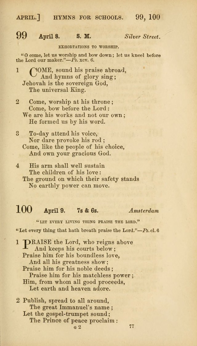 Hymns for Schools: with appropriate selections from scripture and tunes suited to the metres of the hymns (3rd ed.) page 77