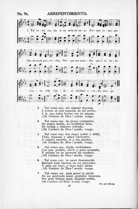 Himnario Cristiano para uso de las Iglesias Evangélicas page 96