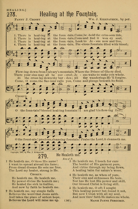 Hymns of the Christian Life: for the sanctuary, Sunday schools, prayer meetings, mission work and revival services page 187