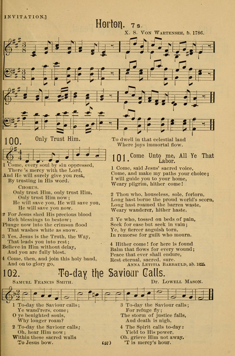 Hymns of the Christian Life: for the sanctuary, Sunday schools, prayer meetings, mission work and revival services page 57