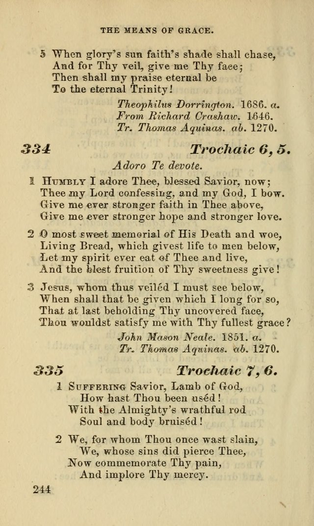 Hymns for the use of the Evangelical Lutheran Church, by the Authority of the Ministerium of Pennsylvania page 244