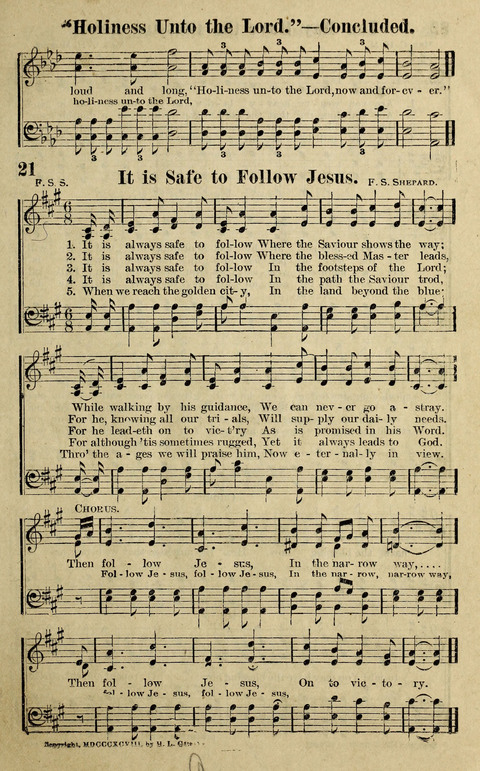 Hosannas to the King: A collection of Gospel Hymns suited to Church, Sunday School and Evangelistic Services page 21