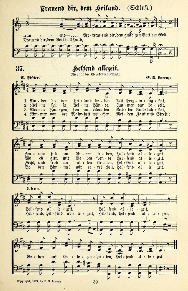 Heils-Lieder, eine Sammlung Geistlicher Lieder für Sonntagsschulen, Jugendvereine page 37