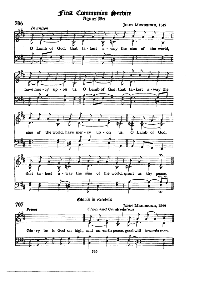 The Hymnal of the Protestant Episcopal Church in the United States of America 1940 page 749