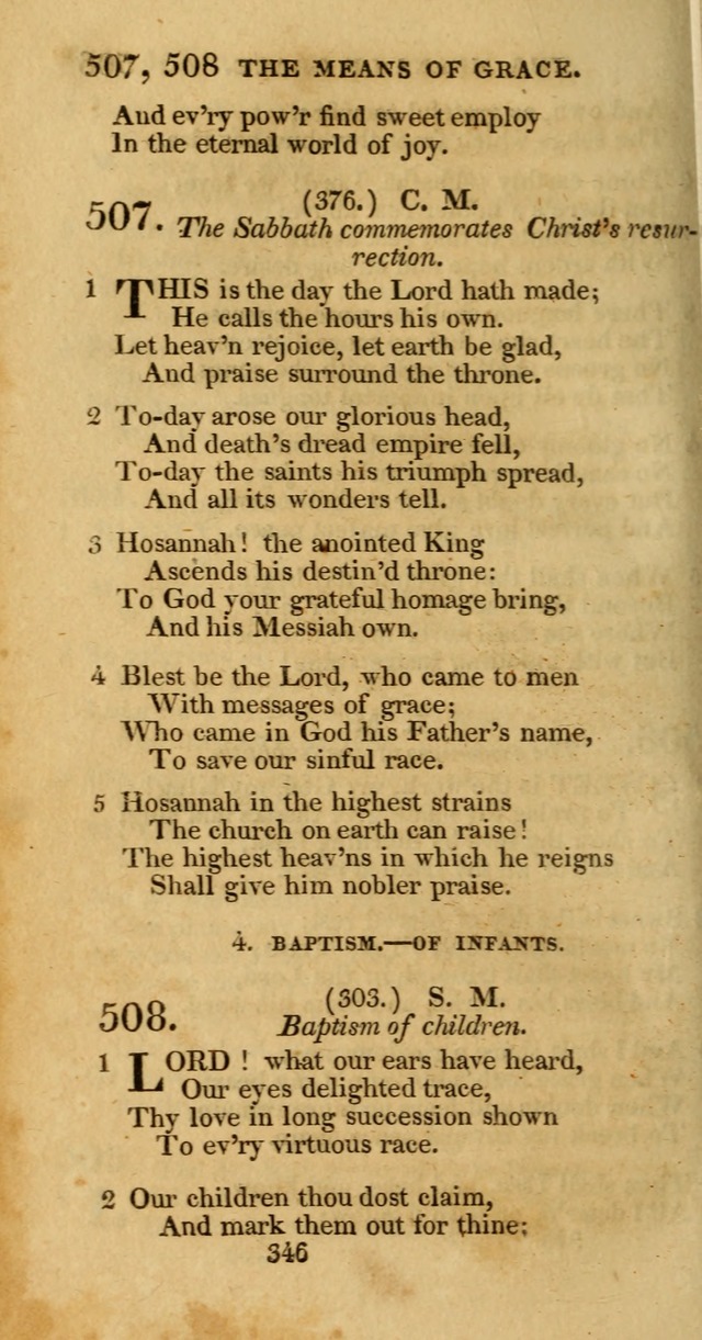 Hymns, Selected and Original: for public and private worship (1st ed.) page 346