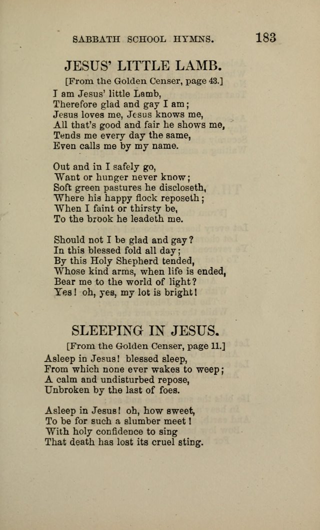 Hymns for the use of the Sabbath School of the Second Reformed Church, Albany N. Y. page 185