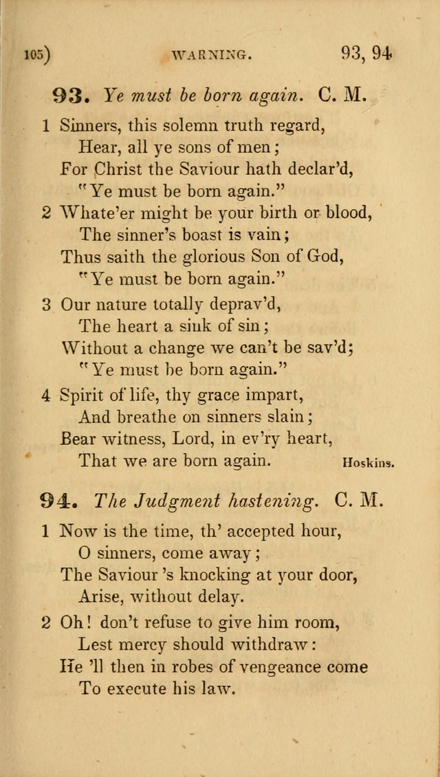 Hymns for Social Worship: selected from Watts, Doddridge, Newton, Cowper, Steele and others page 105