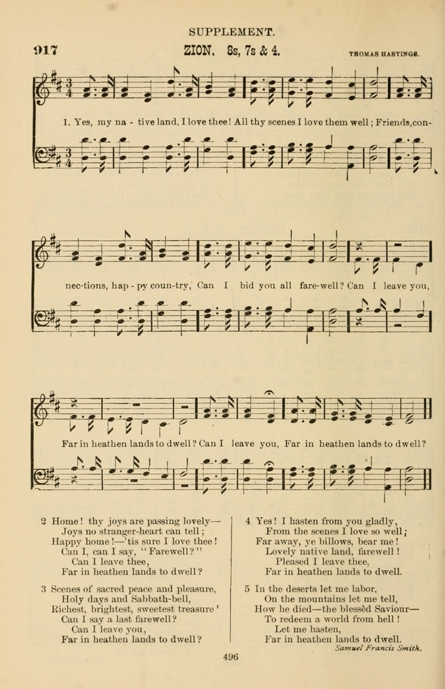 Hymn and Tune Book of the Methodist Episcopal Church, South (Round Note Ed.) page 496