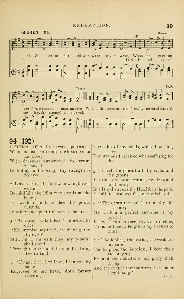 Hymn and Tune Book for Use in Old School or Primitive Baptist Churches page 39