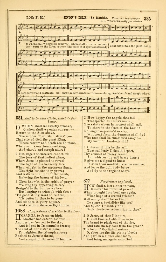 The Heart and Voice: or, Songs of Praise for the Sanctuary: hymn and tune book, designed for congregational singing in the Methodist Episcopal Church, and for congregations generally page 335