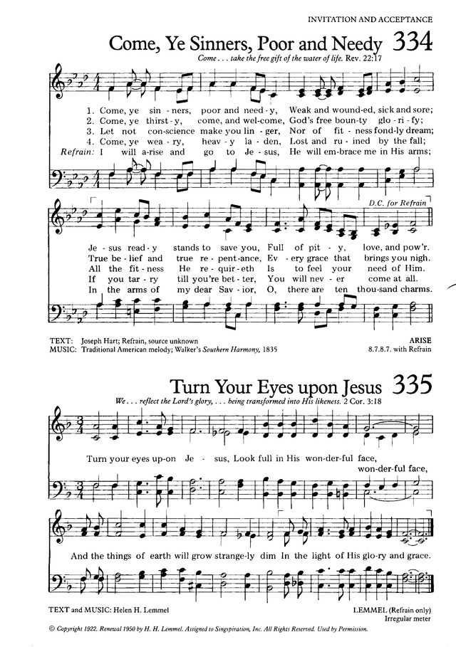 The Hymnal for Worship and Celebration 334. Come, ye sinners, poor and