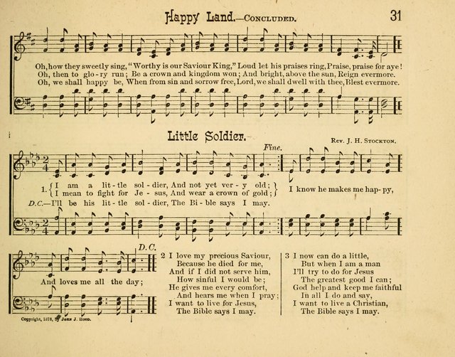 Infant Praises: a collection of sacred songs, hymns, and music, for use in the Sabbath school primary department page 31