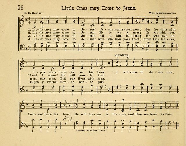Infant Praises: a collection of sacred songs, hymns, and music, for use in the Sabbath school primary department page 56