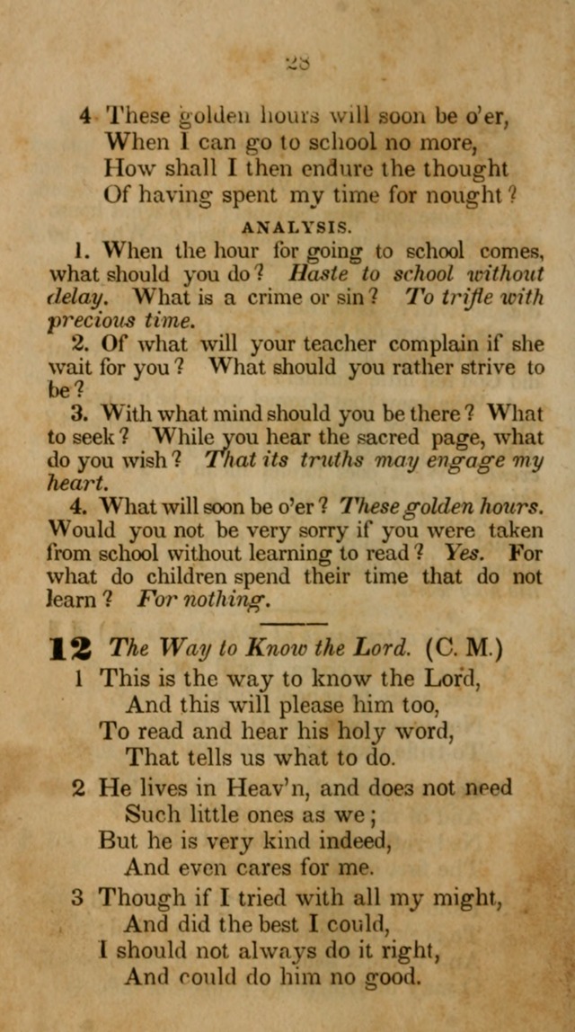 The Infant School and Nursery Hymn Book: being a collection of hymns, original and selected; with an analysis of each, designed to assist mothers and teachers... (3rd ed., rev. and corr.) page 28