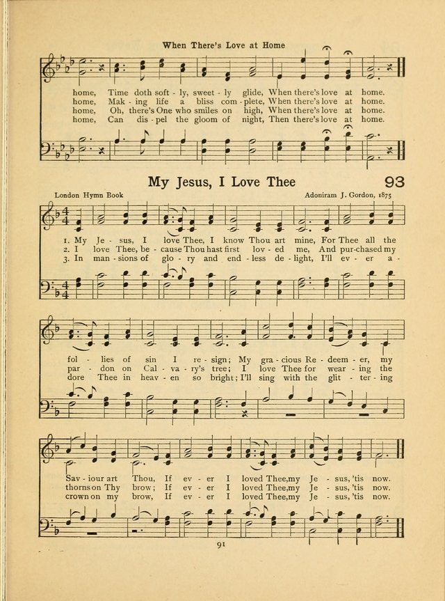 Junior Carols: a collection of sacred songs for Junior Societies, Sunday Schools, the Home Circle page 91