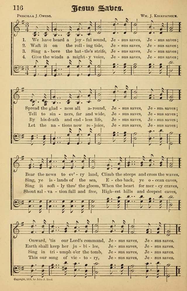 Junior Songs: a collection of sacred hymns and songs; for use in meetings of junior societies, Sunday Schools, etc. page 116