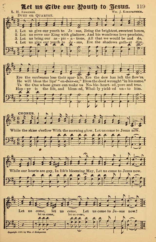 Junior Songs: a collection of sacred hymns and songs; for use in meetings of junior societies, Sunday Schools, etc. page 119