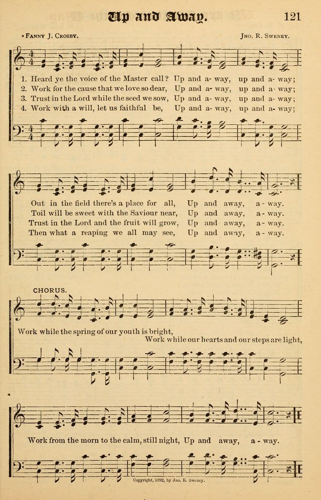 Junior Songs: a collection of sacred hymns and songs; for use in meetings of junior societies, Sunday Schools, etc. page 121