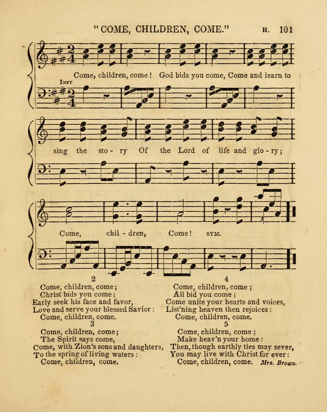 Juvenile Songs: religious, moral and sentimental, with brief exercises, adapted to the purposes of primary instruction page 101