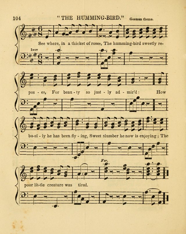 Juvenile Songs: religious, moral and sentimental, with brief exercises, adapted to the purposes of primary instruction page 104