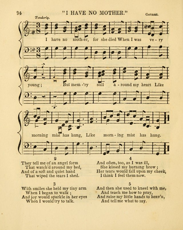 Juvenile Songs: religious, moral and sentimental, with brief exercises, adapted to the purposes of primary instruction page 94