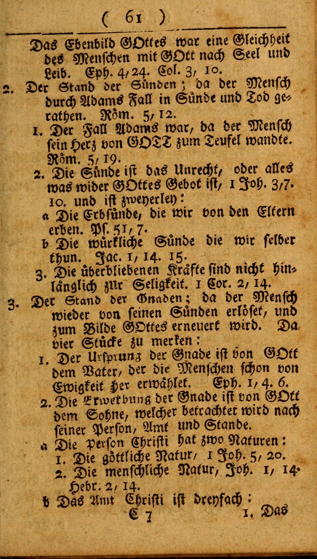 Kleine catechismus des D. Martin Luthers: nebst den gewoÌˆhulichen Morgen-Zisch- und Abend-Gebeten ; welchem die ordnung des heils ... wie auch ... d page 61