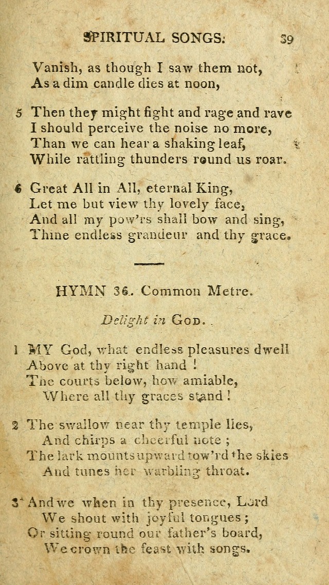 The Lexington Collection: being a selection of hymns, and spiritual songs, from the best authors (3rd. ed., corr.) page 39