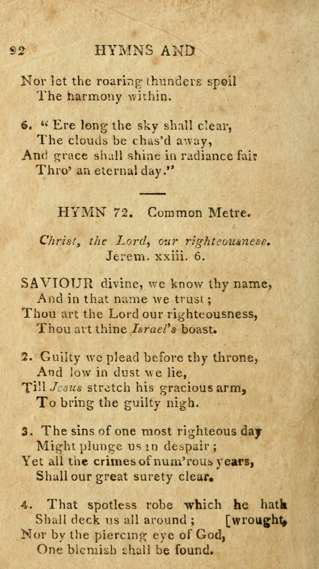 The Lexington Collection: being a selection of hymns, and spiritual songs, from the best authors (3rd. ed., corr.) page 92