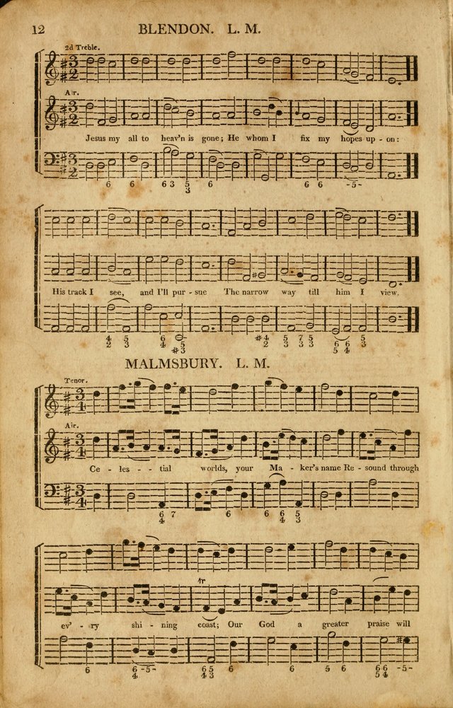 Musica Sacra: or, Springfield and Utica Collections United: consisting of Psalm and hymn tunes, anthems, and chants (2nd revised ed.) page 12