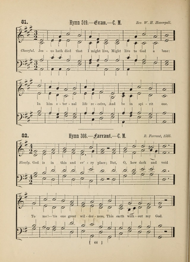 Methodist Tune Book: a collection of tunes adapted to the Methodist Hymn book page 44