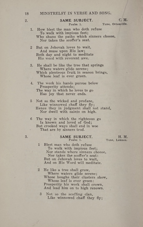Minstrelsy In Verse and Song: Being a collection of Original Psalms, Hymns and Poems for the Home, covering a period of more than fifty years in their production page 18